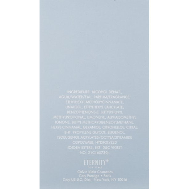 Eternity Aqua by Calvin Klien EDT 3.4 OZ for Men