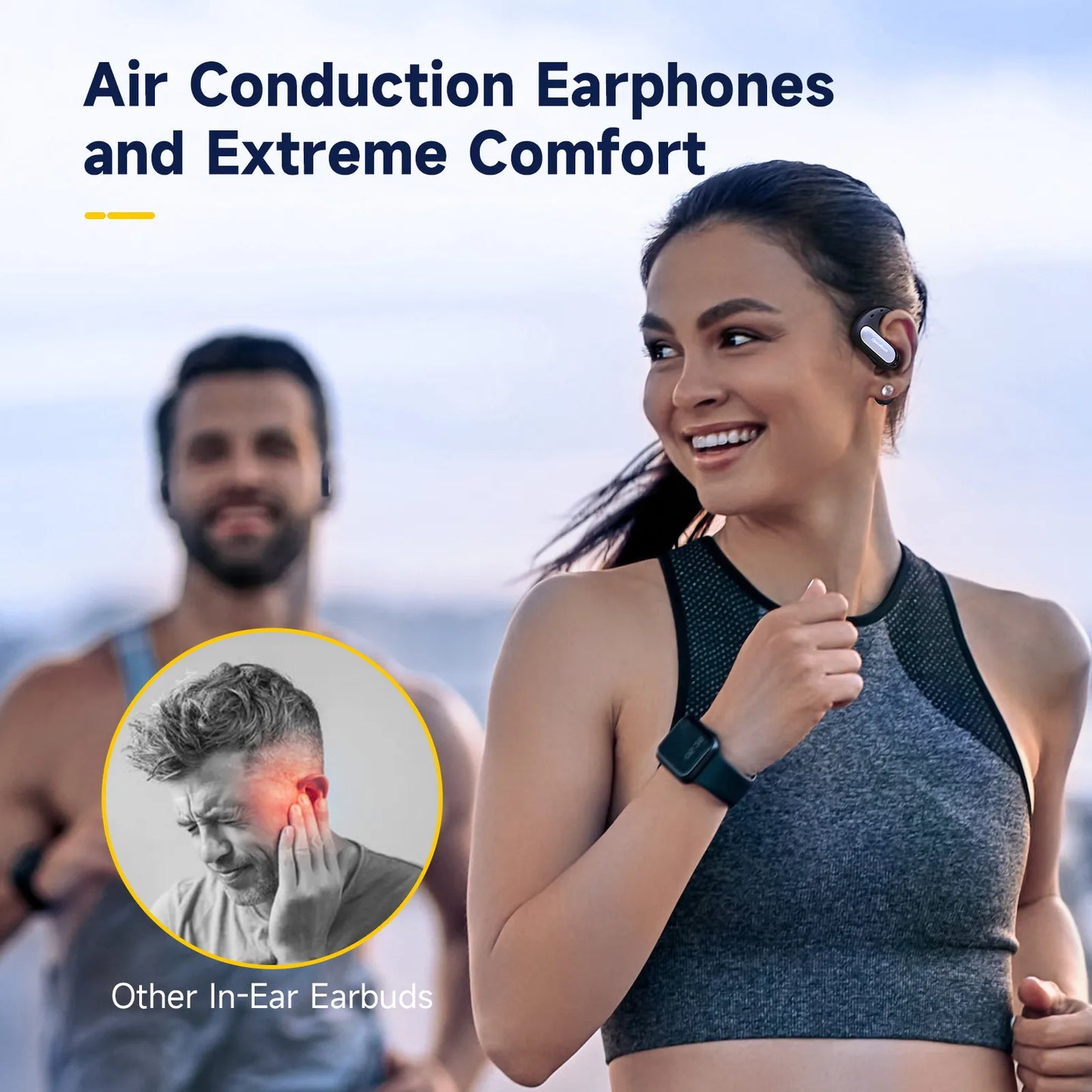 OpenRock Open Ear Headphones Wireless True Sports Earbuds in Ear Headphones with Microphone Touch Control Wireless Earphone