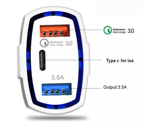 Qc 3.0 Type-c Fast Quick Car Charger Adapter Dual Usb For Iphone Car Charger Adapte