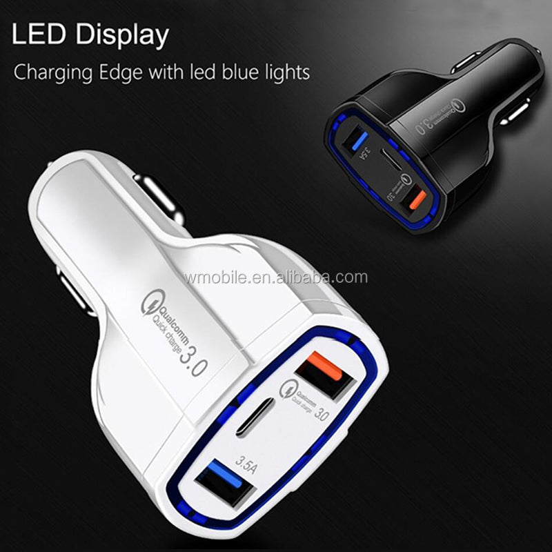 Qc 3.0 Type-c Fast Quick Car Charger Adapter Dual Usb For Iphone Car Charger Adapte