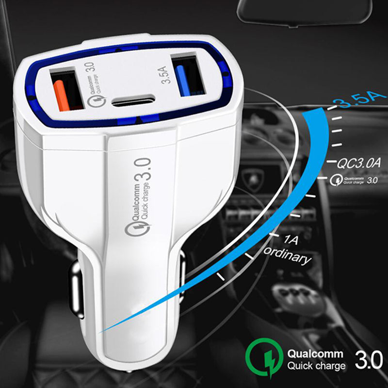 Qc 3.0 Type-c Fast Quick Car Charger Adapter Dual Usb For Iphone Car Charger Adapte