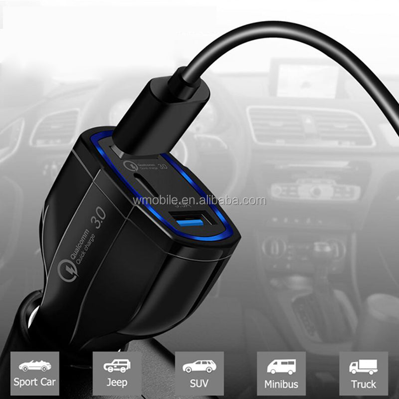 Qc 3.0 Type-c Fast Quick Car Charger Adapter Dual Usb For Iphone Car Charger Adapte